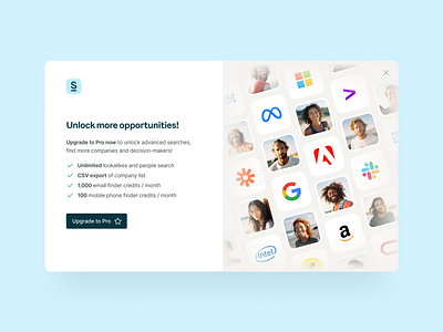Upgrade modal | Surfe app design b2b crm product product design saas ui uidesign