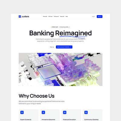 JustBank - Digital Banking Website bank bankapp bankwebsite design financial fintech homepage intuitive landingpage modernwebsite money newdesign nice trending ui ux webdesign website