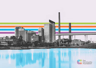 Community Foundation Art Print alabama birmingham brand city colorful community design foundation giving graphic design impact legacy nonprofit philanthropy photo editing rainbow skyline stripes