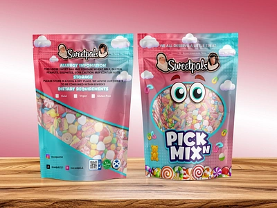 PICK N MIX CANDY FOOD PACKAGING DESIGN candy candy bag candyshop dryfood food foodpackaging freeze freezedri graphic design illustration label label design mix mix candy packaging pick pouch