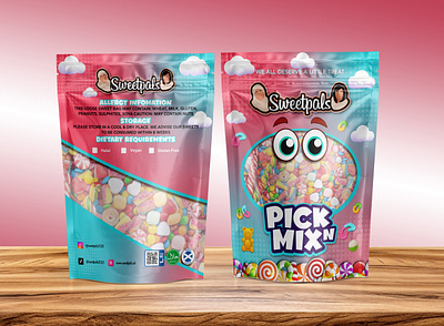 PICK N MIX CANDY FOOD PACKAGING DESIGN candy candy bag candyshop dryfood food foodpackaging freeze freezedri graphic design illustration label label design mix mix candy packaging pick pouch