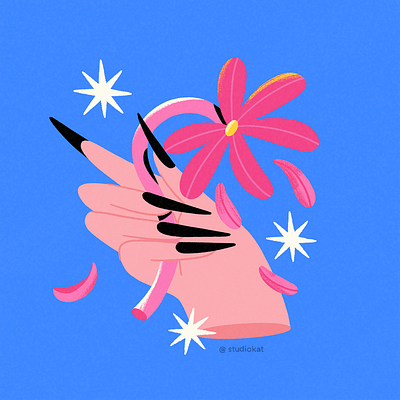 more flowers art branding character design editorial flowers hands illustration logo nails plants procreate sparkles texture ui