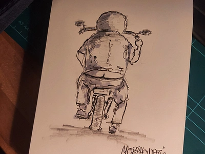 Biker "Mopped Man" #characterdesign #drawingsketch #sketching # character drawing sketch