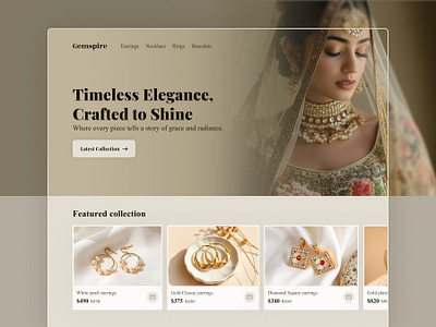 Fashion jewellery website amazon background blur branding cards cart d2c ecommerce fashion gradiant green illustration jewellery landingpage price product design saas shopping web design webdesign