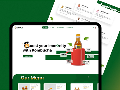 Kombucha Business Landing Page Inspiration aesthetic business website clean clean design design e commerce green hero section inspiration kombucha landing page mockup modern prototype simple tea ui uiux ux website