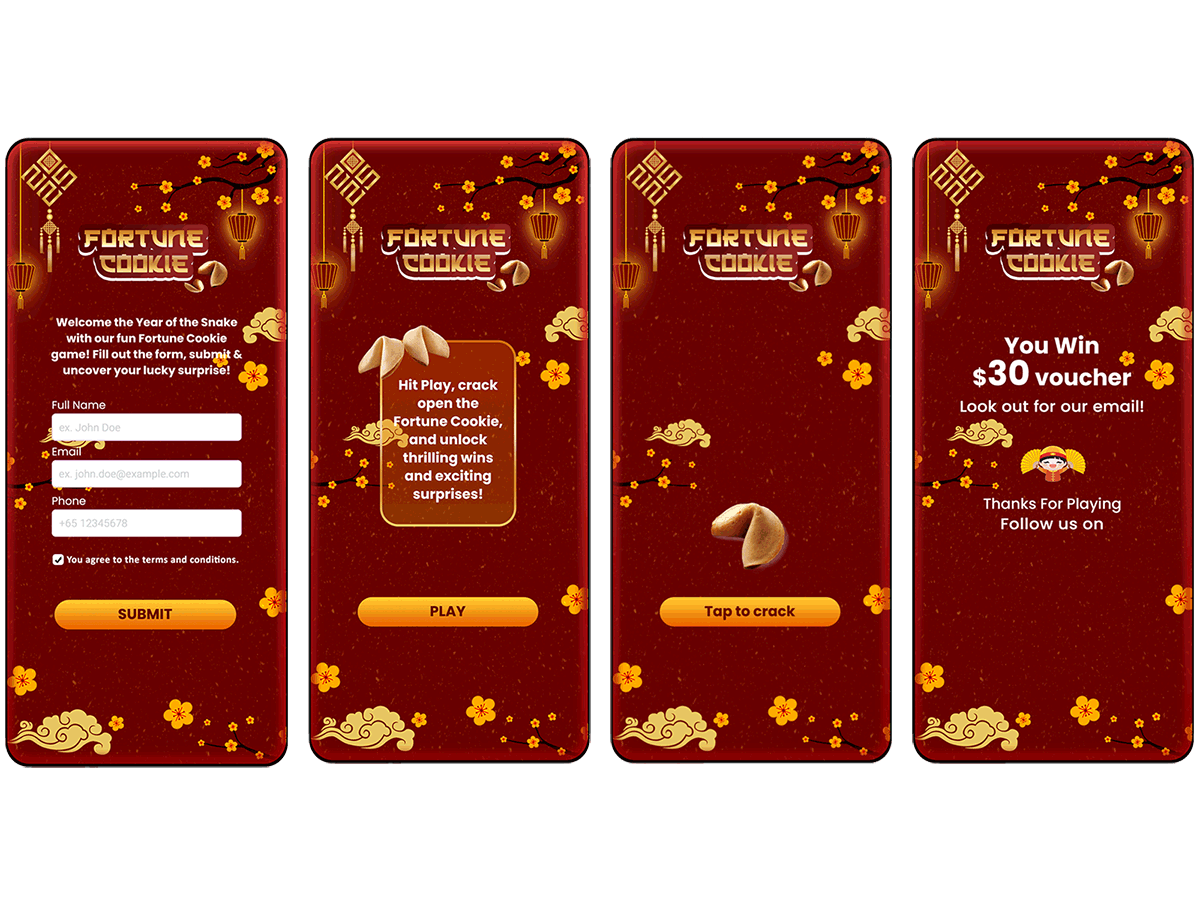 CNY Fortune Cookie Campaign brand engagement cny customer engagement fortune cookie gamification loyalty program luck based game online marketing reward management vouchermatick