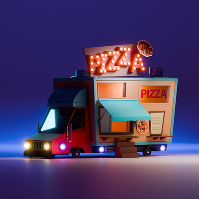 Pizza Truck 3d blender illustration no ai pizza pizza truck stylized truck