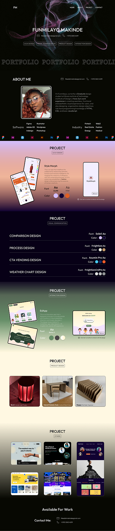 Portfolio Design dark design darkmode design landing page portfolio ui uiux ux web web design