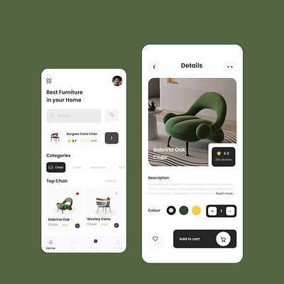 Modern Sofa App Design Screens appdesign ecommerce hirefreelancer hireme mobileappdesign modernsofa productdesign productdesigner sofa ui uiux