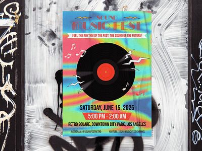 Flyer for music festival adobe illustrator design flyer graphic design illustration retro sound