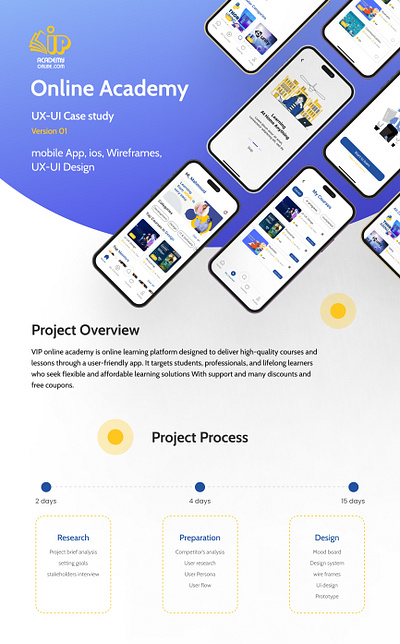 VIP Online Academy App branding graphic design logo ui
