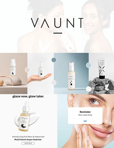 Vaunt Skin Care branding graphic design instagram post web banner