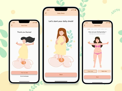 Postpartum Recovery : A Daily Check Guide for Moms app design flow graphic design illustration mobile pregnant ui ux