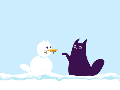 Snow fight after effects animation cat duik basel illustrator snowman