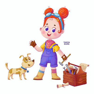 Eila. Character design. Children illustration. boardgame bookillustration chapterbook character characterdesign childrenbook childrenbookillustration childrenillustration cutecharacter cutegirl cuteillustration digitalart dog dogcharacter girl girlcharacter illustration kidlit kidlitart picturebook