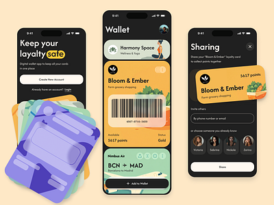 Loyalty Cards Wallet App app app design application card wallet cards figma interface loyalty mobile product design ui ui design uiux ux ux design wallet