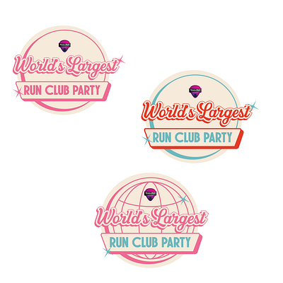 World's Largest Run Club Party Badges branding