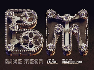 Bike Mech - Color Bitmap Font alphabet branding design detail font illustration lettering type typeface typography ui