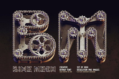 Bike Mech - Color Bitmap Font alphabet branding design detail font illustration lettering type typeface typography ui