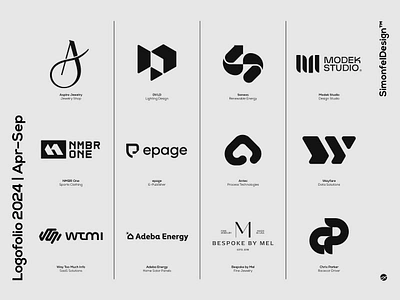 Logofolio 2024 Collection - Part 2 a logo arrow brain logo cp logo design studio ebook epublisher jewelry lighting design logo collection logofolio m logo n1 logo progress racing driver solar energy sports clothing tech logo w logo website