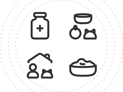 Icons for a pet care app animal branding design health healthtech icon design icon pack icon set iconography icons illustration nature pet ui ux design