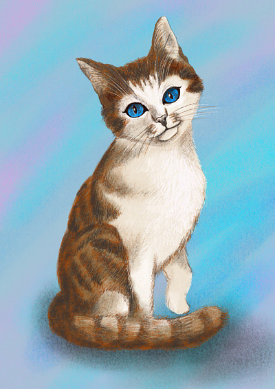 Digital portrait of a cat illustration