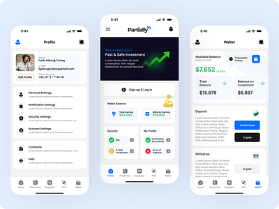 Partially - Property Investment Mobile App app application branding design graphic design investment app mobile mobile application property real estate real estate app ui ui design ux ux design ux research