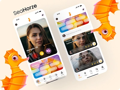 SeaHorse - The Matchmaking and Dating Mobile App app application branding date dating dating app design friendship graphic design match app mobile mobile application seahorze tinder ui ui design ux design ux research