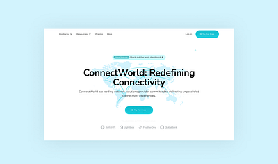 ConnectWorld: Network We communication connection landing page network social media technology ui website