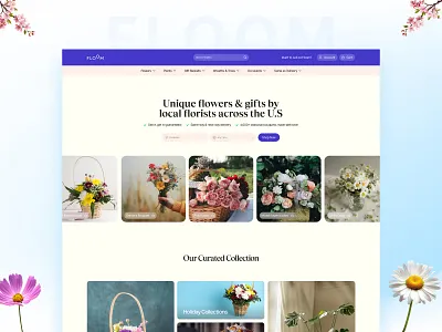 Floom Landing Page Redesign branding daily ui e commerce e commerce landing page e commerce website flower flower business flower shop gift shop landing page minimal online flower shop product design service start up ui uiux design web design