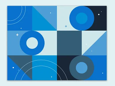 Wall Mural blue geometric minimal mural ripples stars triangles vectore wall