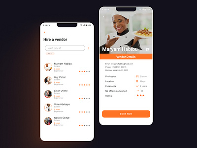 Hire a Vendor - Event App app design event mobile design planner simplee ui design uiux design