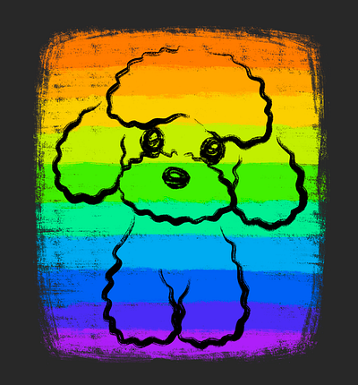 Toy poodle rainbow color animal character character design cute dog illustration pet