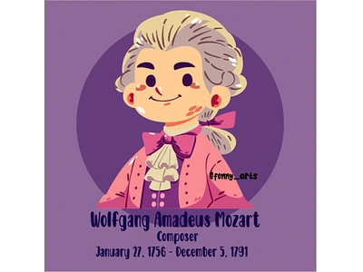 Mozart Icon Elements Illustration cartoon celebrity century character classical composer decoration educational famous figure genius historical history icon mozart music musicians portrait retro vintage