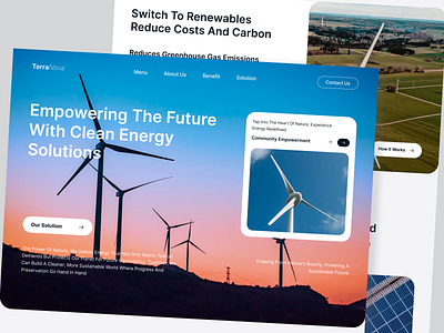 TerraNova - Renewable Energy Landing Page Website green energy home page homepage landing page landingpage renewable energy solar energy solar panel solar power web design website wind turbine