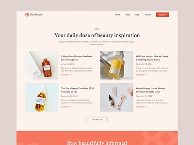 My Beauty - Blog Section Web Design beauty blog blog section branding design illustration landing page logo skincare ui ui design uiux ux web design