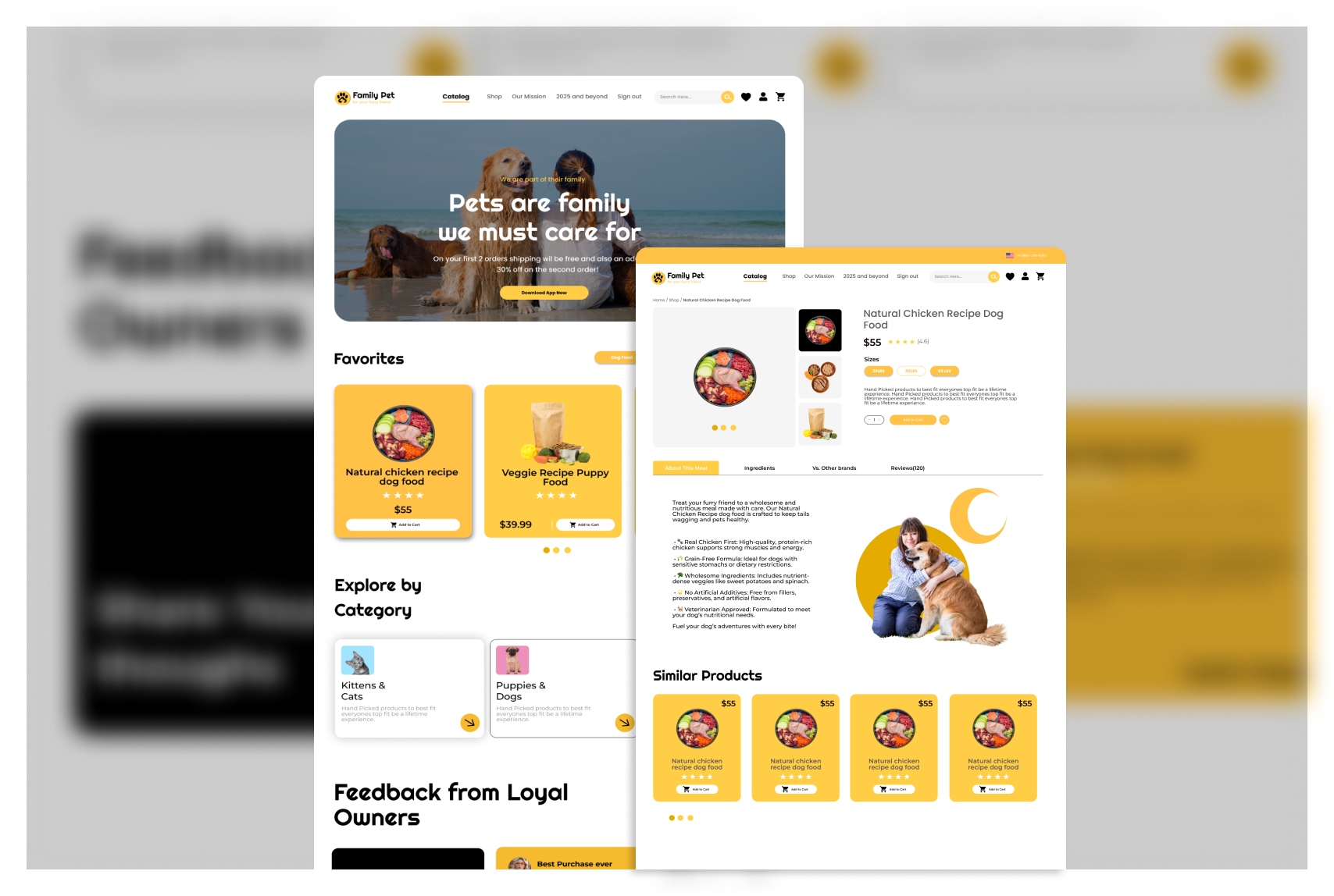 Example of Family Pet Shopify E-commerce Website