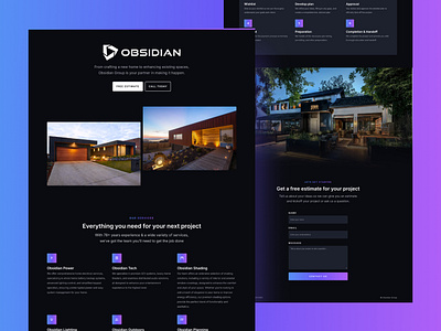 Obsidian - Luxury Contractor One Page Site built in Framer builder contractor dark design framer luxury minimal web web design