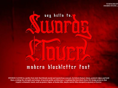 Swords Clover – Modern Blackletter Font blackletter classic decorative design display font fraktur gothic illustration modern music new old old english rock trend typeface typography vintage web