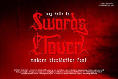 Swords Clover – Modern Blackletter Font blackletter classic decorative design display font fraktur gothic illustration modern music new old old english rock trend typeface typography vintage web