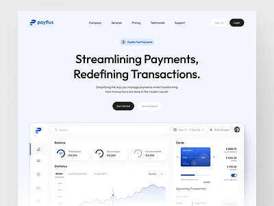 Payflux - Website Landing Page b2b banking digital banking exchange finance financial financial service fintech investment landing page modern money payment saas startup transaction ui wealth website