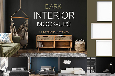 Dark Interiors and Frames design frame mockup frame mockup bundle frame wall mockup interior interior mockup interior room mockup mock up wall frame mockup picture frame mockup picture frames on wall room mockup room mockup bundle