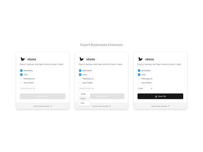 Export Bookmarks Chrome Extension | Xbase design figma product design ui ux