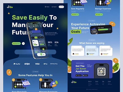 Jar Saver - Finance app coint expenses finance app glow goals gradient growth illustration jar jar saver landingpage logo money money illustration money saver nurdiansyah saving saving apps ui website