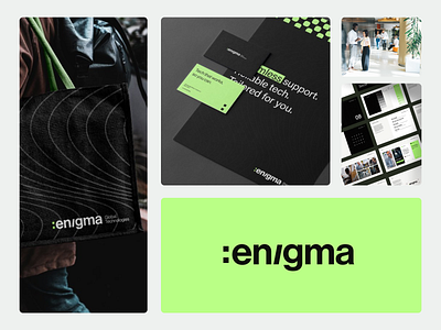 Enigma Brand Identity Design brand guidelines brand identity branding colon design enigma logo logo design minimal mockups modern technology vector