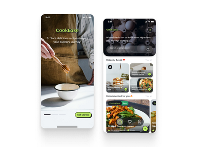 CookeEase - Cooking Assistant Mobile App appinterface creativedesign design designinspiration foodapp foodiedesign foodlovers minimalistdesign mobileappdesign modernui product design productdesign recipeapp study case ui uichallenge userexperience userinterface ux uxuidesign