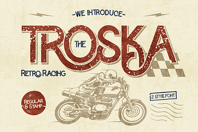 TROSKA adventure automotive branding custom font distressed font drfiter font font design font style grunge font lettering logo font modern motorcyle racing retro font sans serif typeface urban fashion vintage font