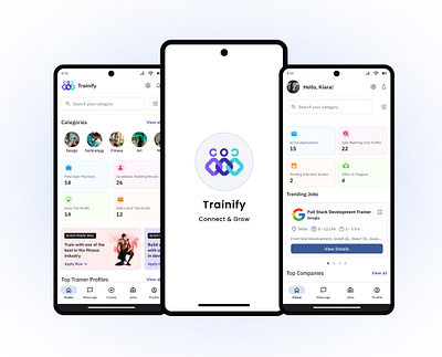 Trainify Mobile App branding hiring jobs logo mobile app dedign recruiters ui user research ux web design