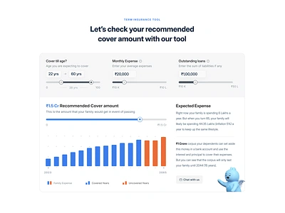 [Concepts] → Term Insurance Calculator 3d bar chart branding calculator chart dashboard illustration product design ui