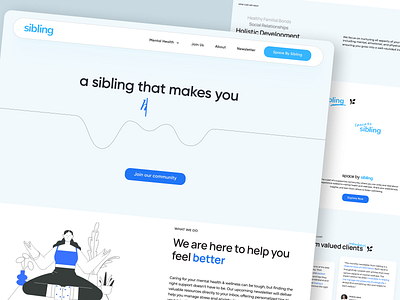 Sibling - Mental Health Startup Website figma landing page mental health startup ui